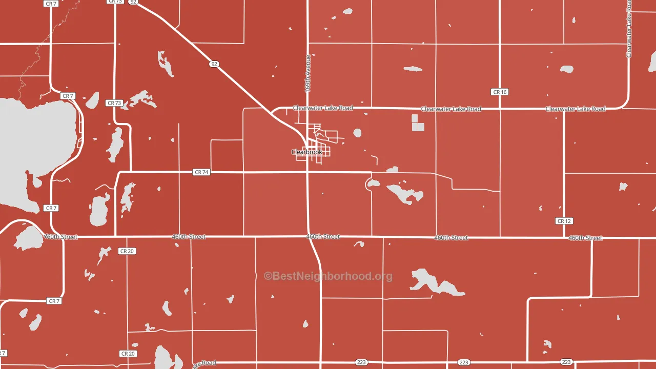 Clearbrook, MN block-group political-lean map
