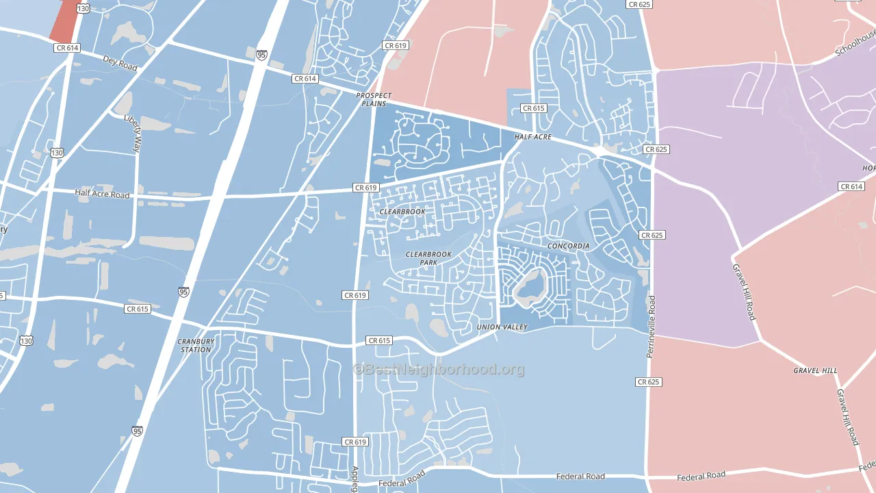 Clearbrook Park, NJ block-group political-lean map