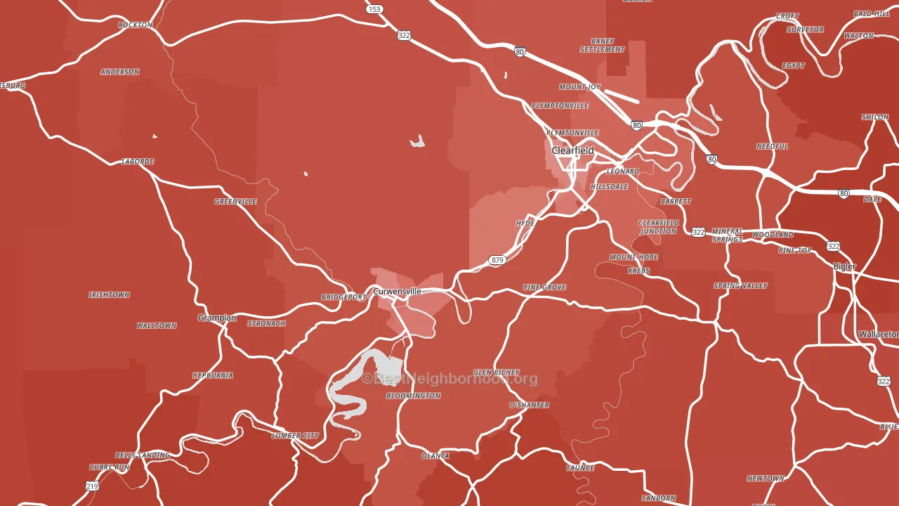 Clearfield County, PA block-group political-lean map