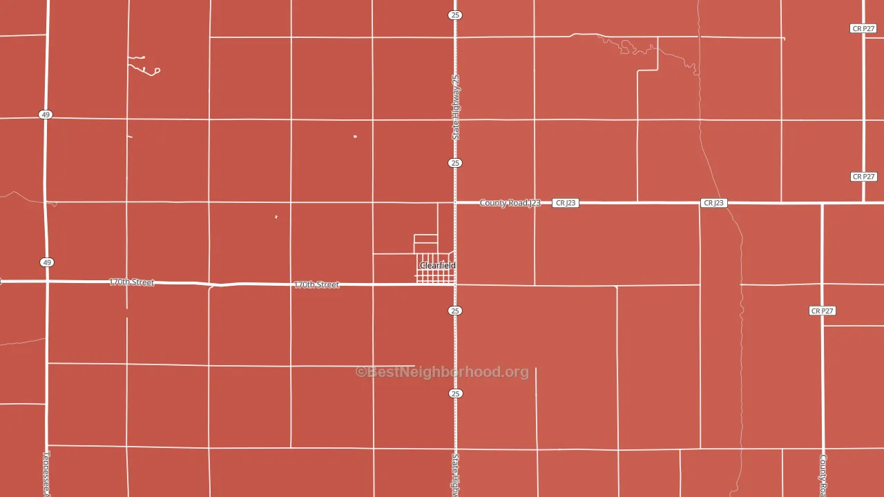 Clearfield, IA block-group political-lean map