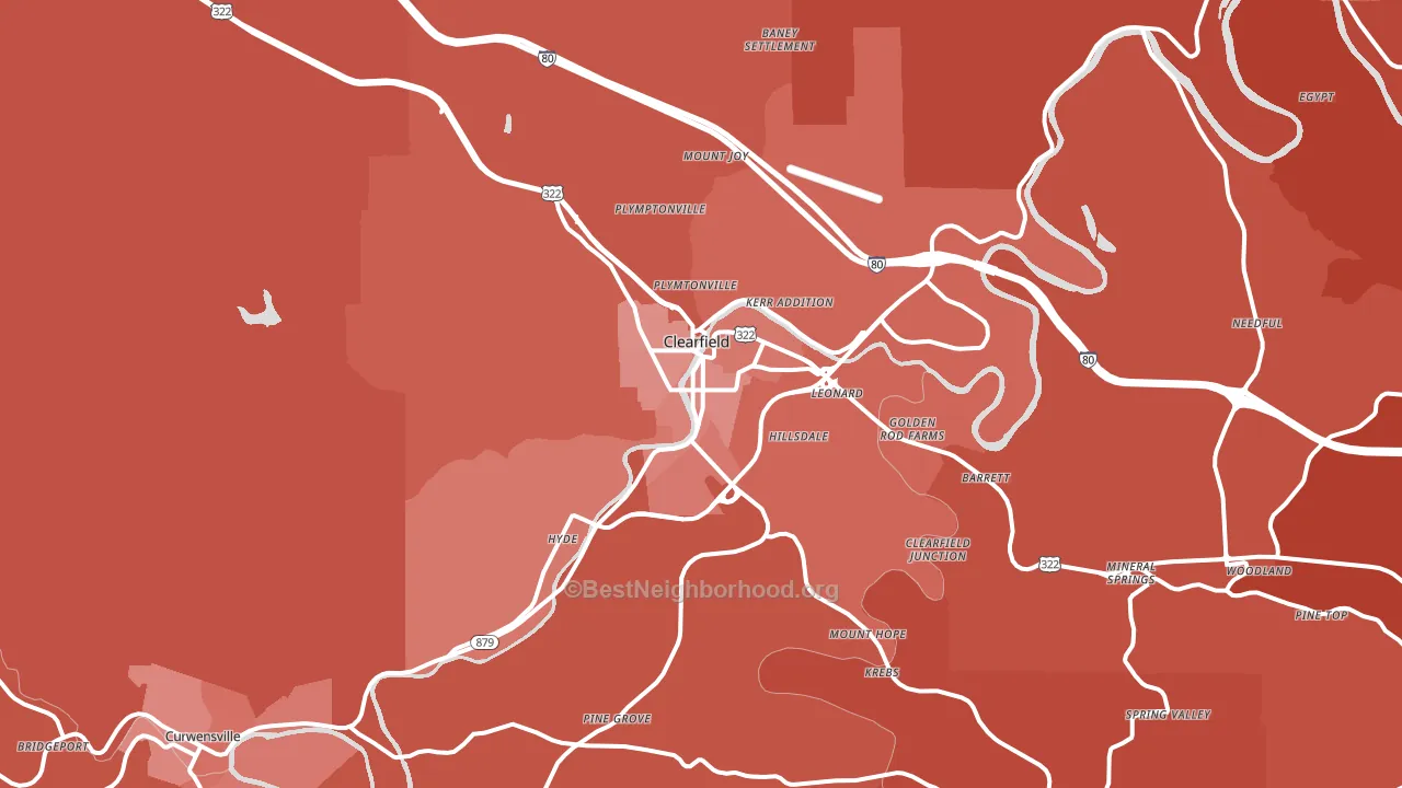 Clearfield, PA block-group political-lean map