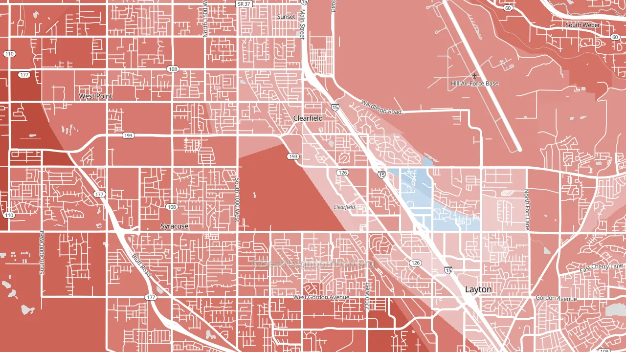 Clearfield, UT block-group political-lean map