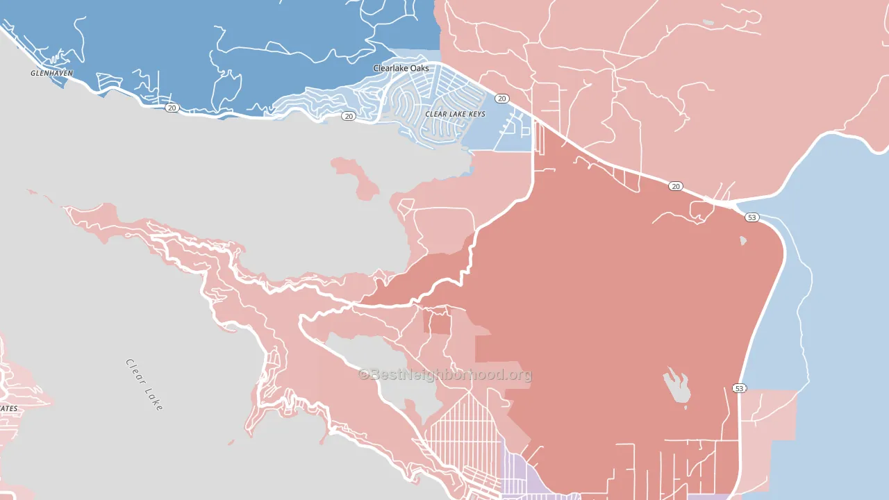 Clearlake Park, CA block-group political-lean map