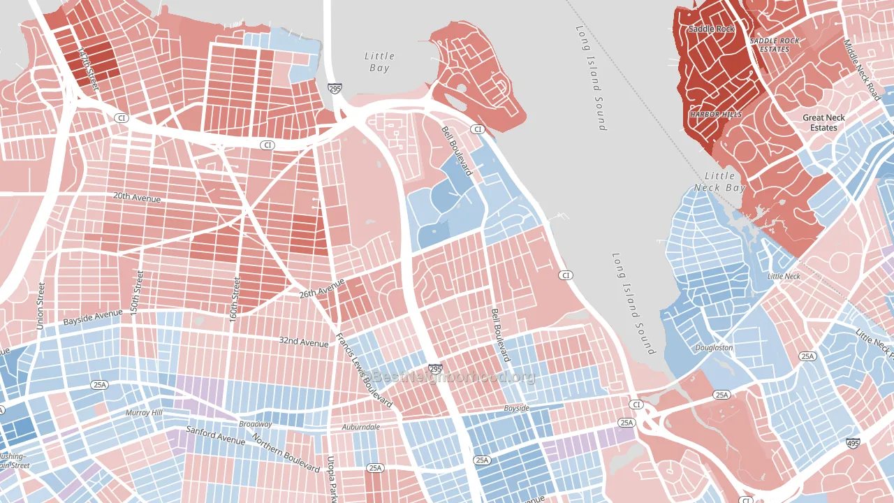 Clearview, Queens, NY block-group political-lean map