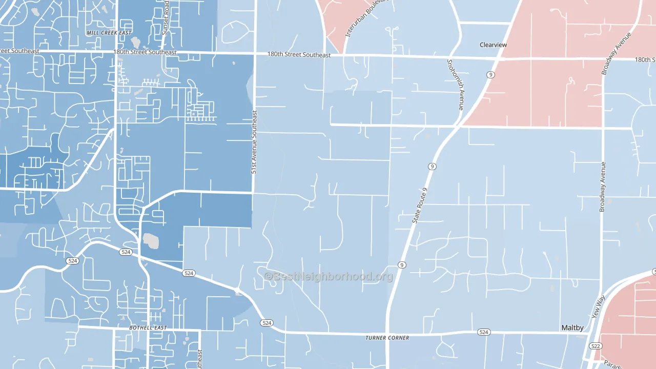 Clearview, WA block-group political-lean map