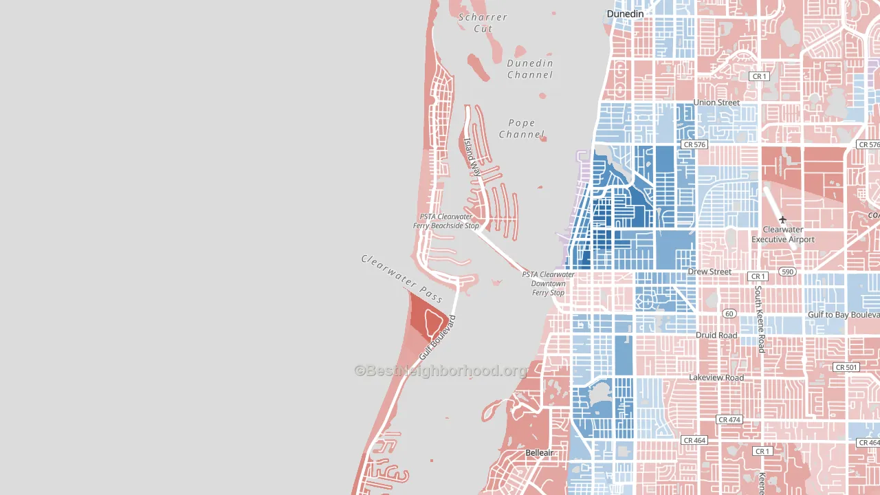 Clearwater Beach, FL block-group political-lean map
