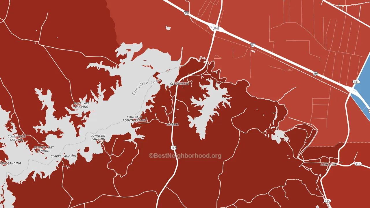 Clearwater, LA block-group political-lean map