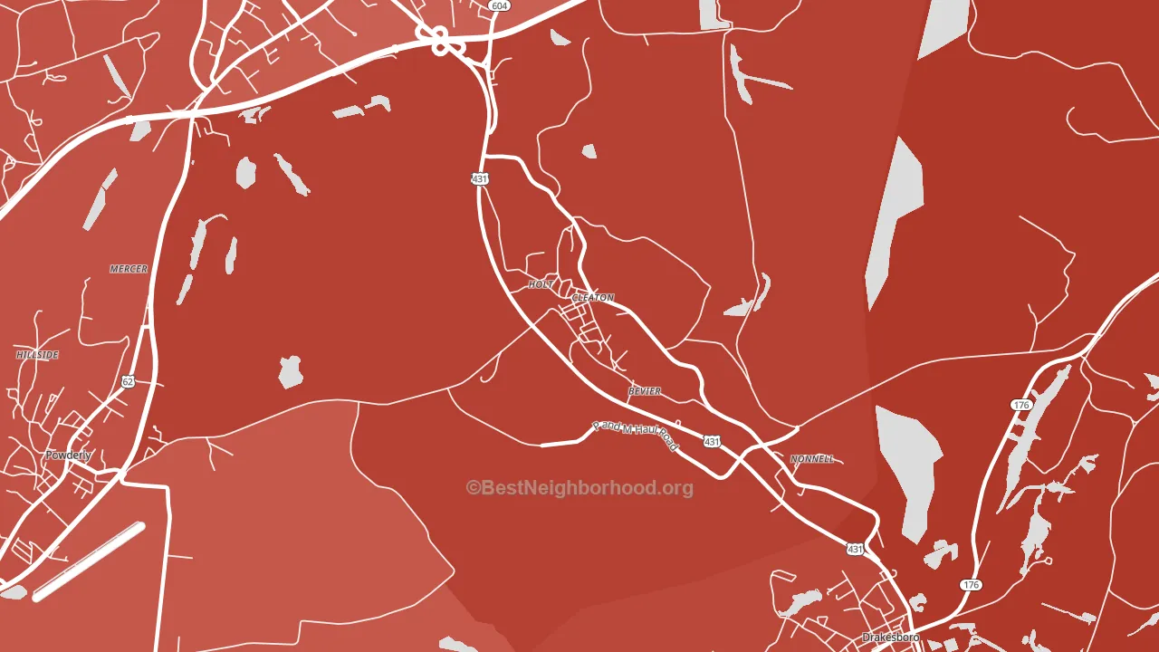 Cleaton, KY block-group political-lean map
