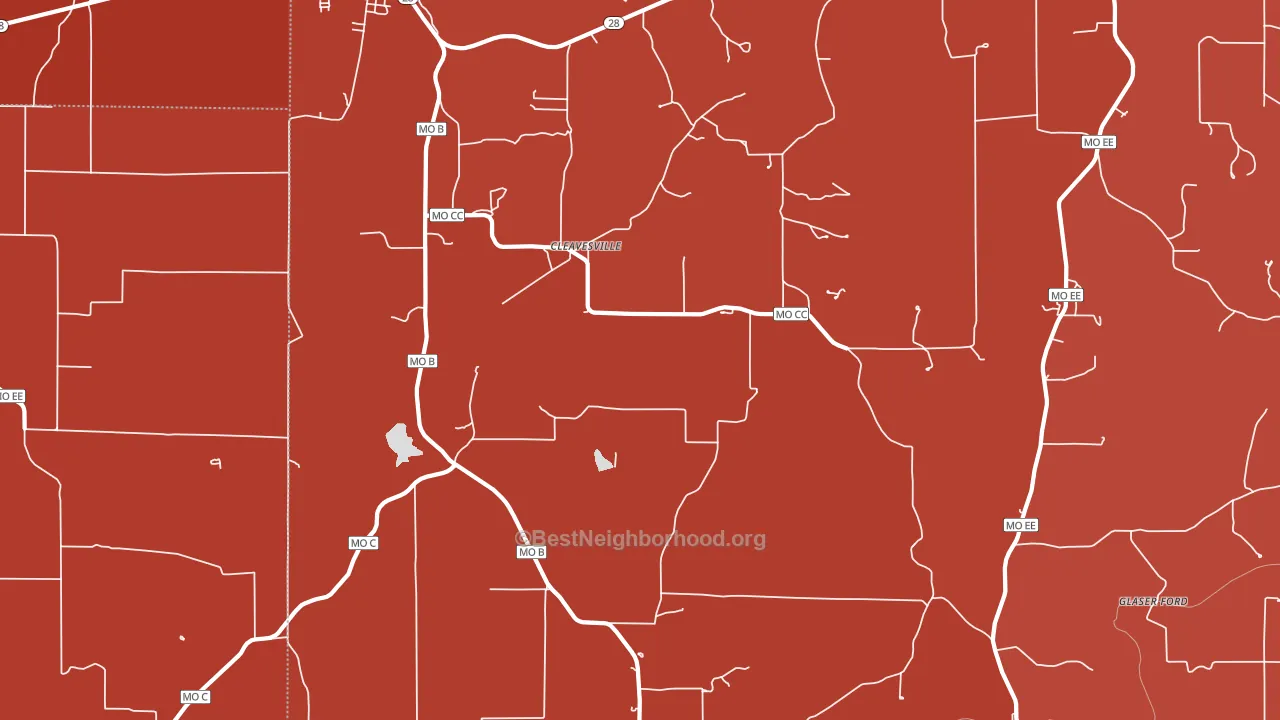 Cleavesville, MO block-group political-lean map