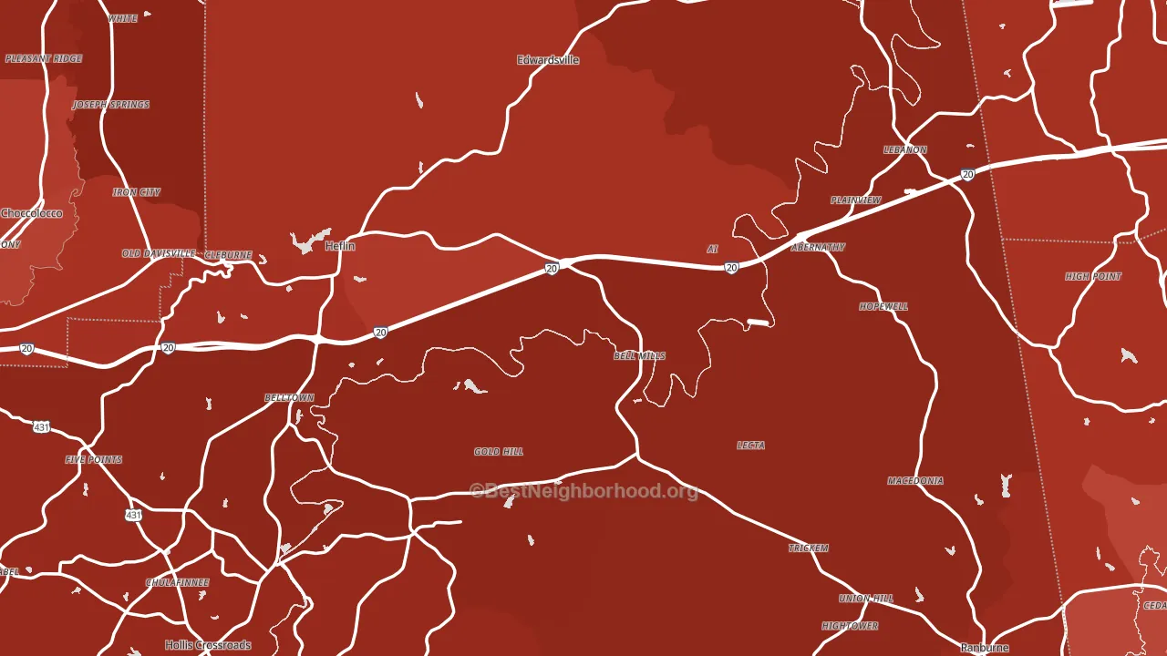 Cleburne County, AL block-group political-lean map