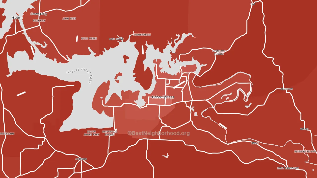 Cleburne County, AR block-group political-lean map