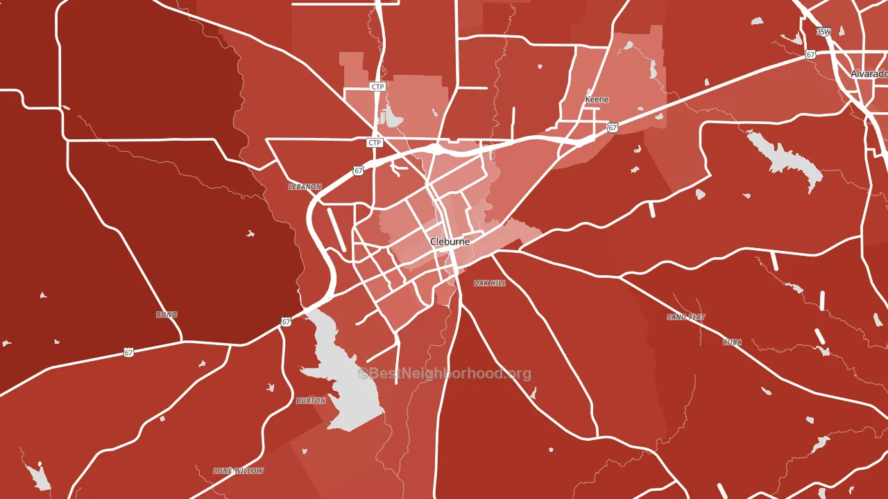 Cleburne, TX block-group political-lean map