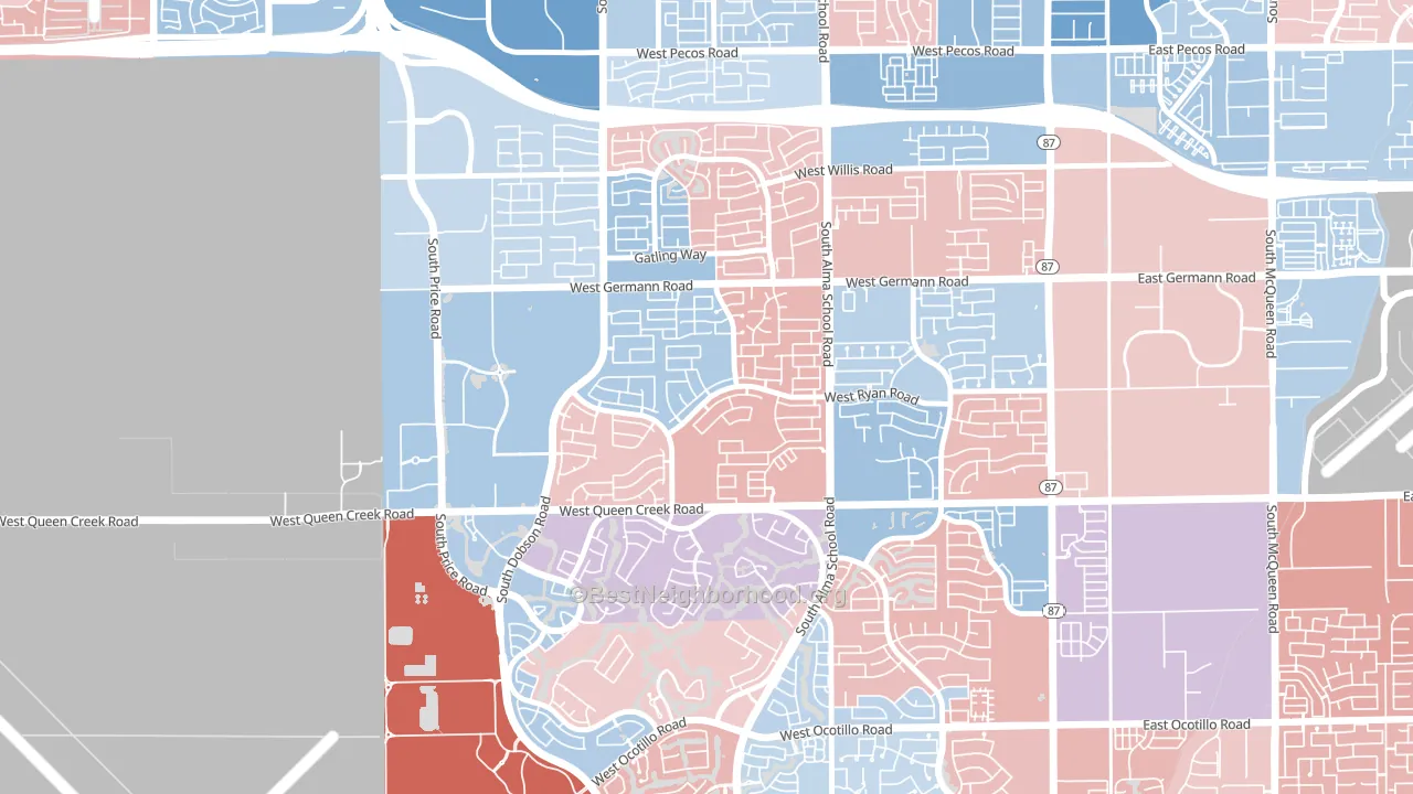 Clemente Ranch, Chandler, AZ block-group political-lean map