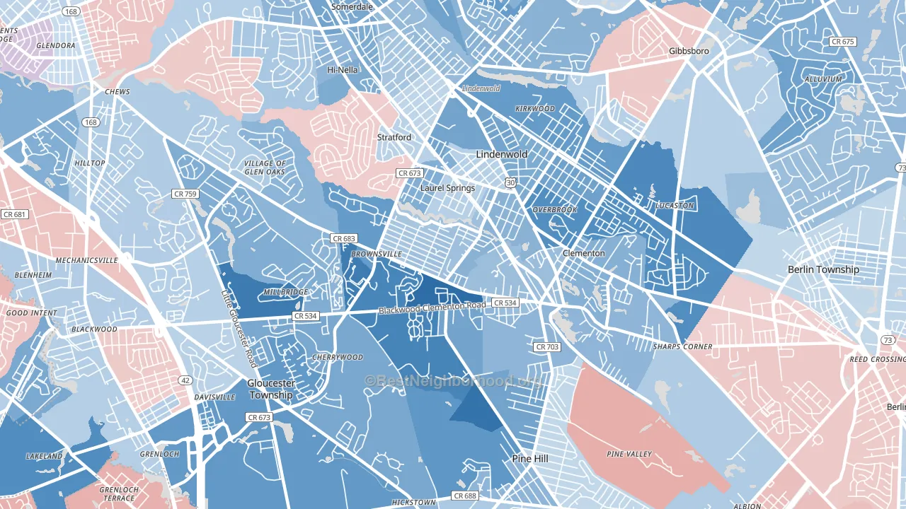 Clementon, NJ block-group political-lean map