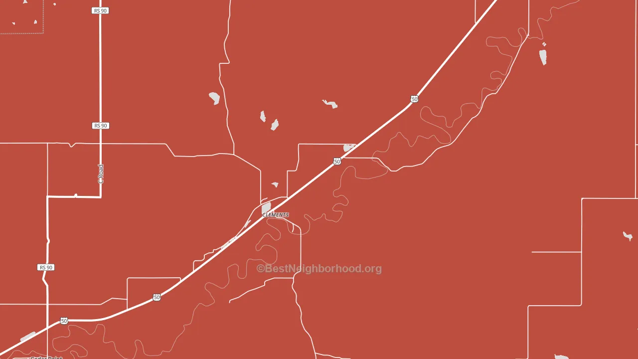 Clements, KS block-group political-lean map