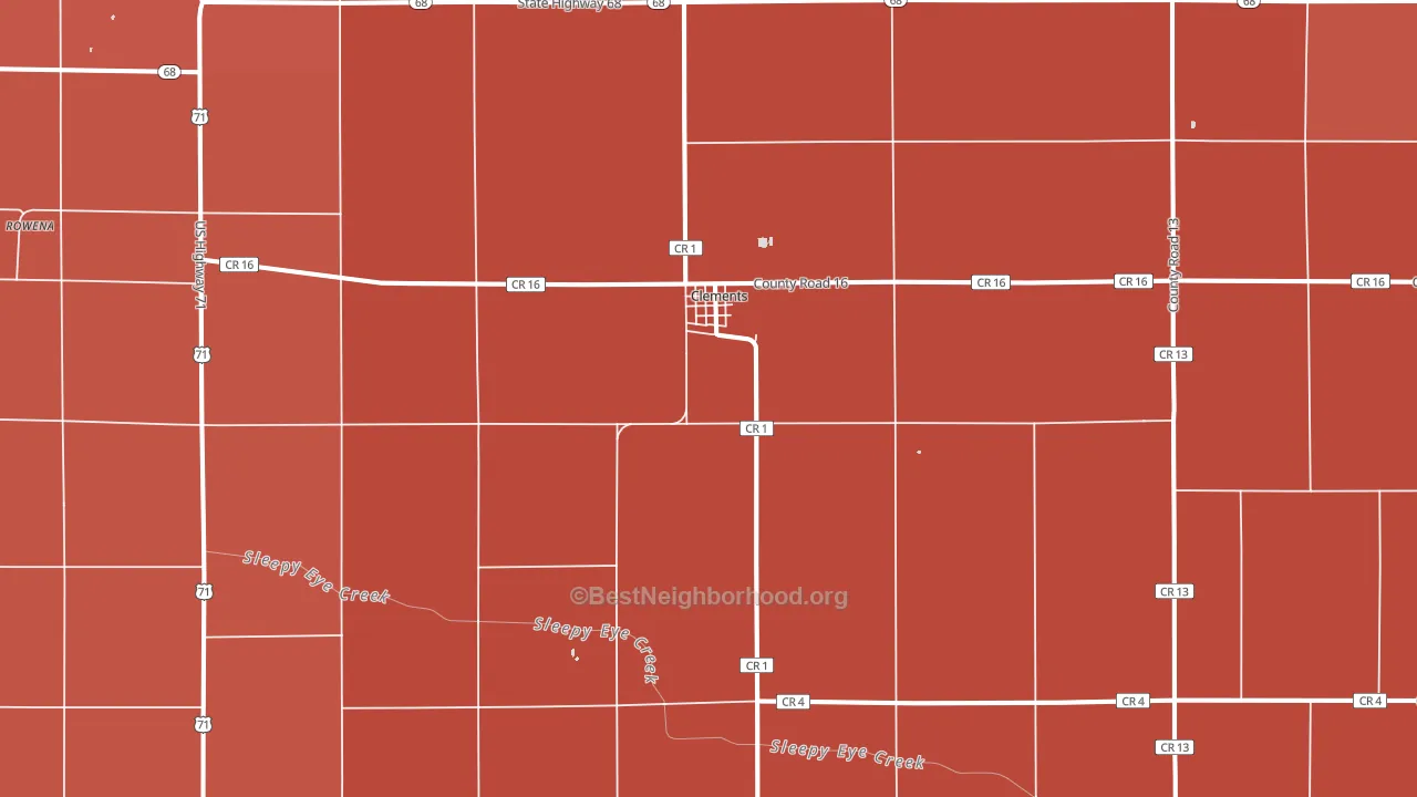 Clements, MN block-group political-lean map