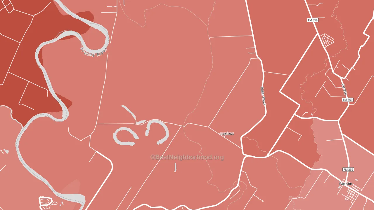 Clemons, TX block-group political-lean map