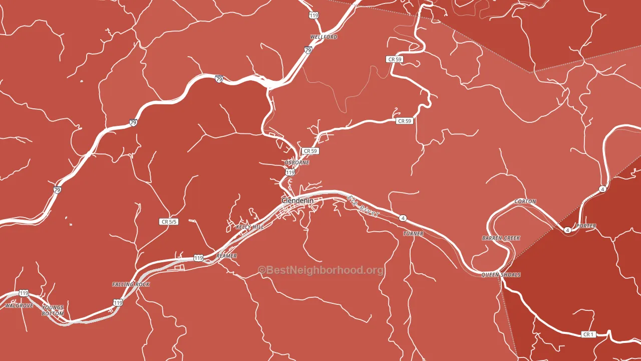 Clendenin, WV block-group political-lean map