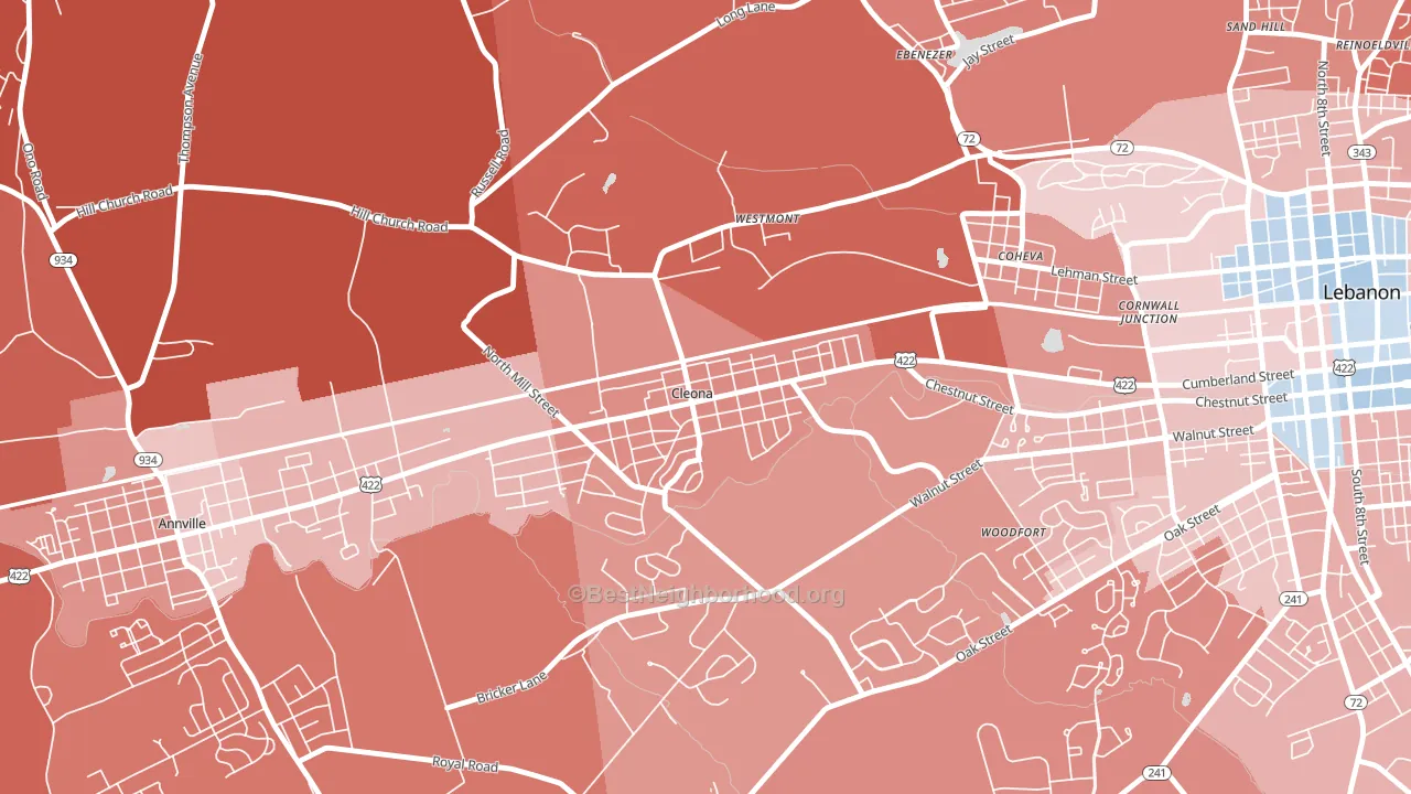 Cleona, PA block-group political-lean map