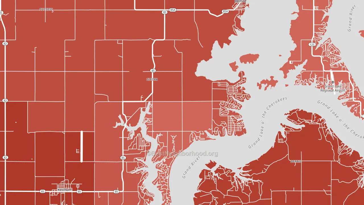 Cleora, OK block-group political-lean map