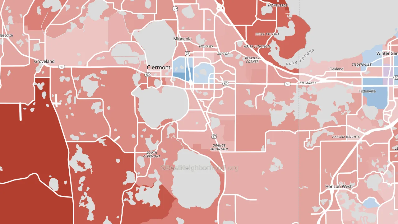 Clermont, FL block-group political-lean map