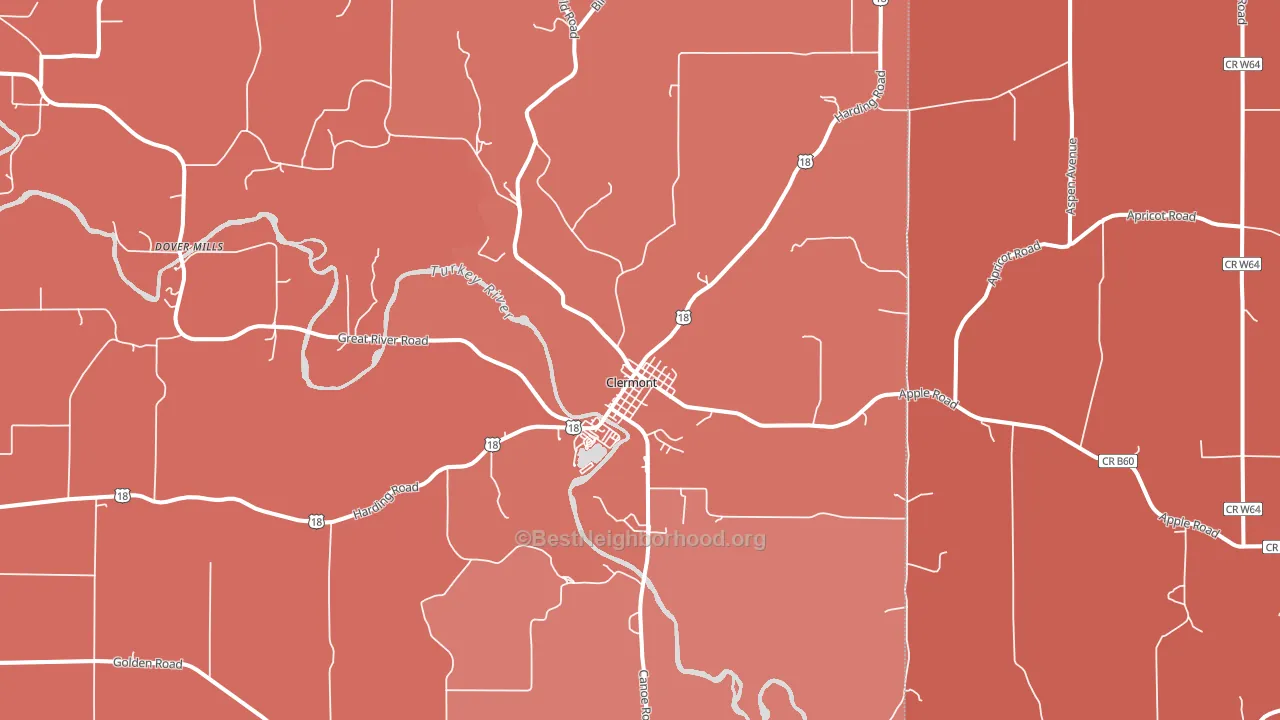 Clermont, IA block-group political-lean map