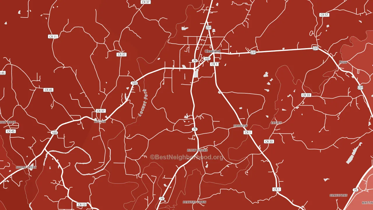 Cleveland, AL block-group political-lean map