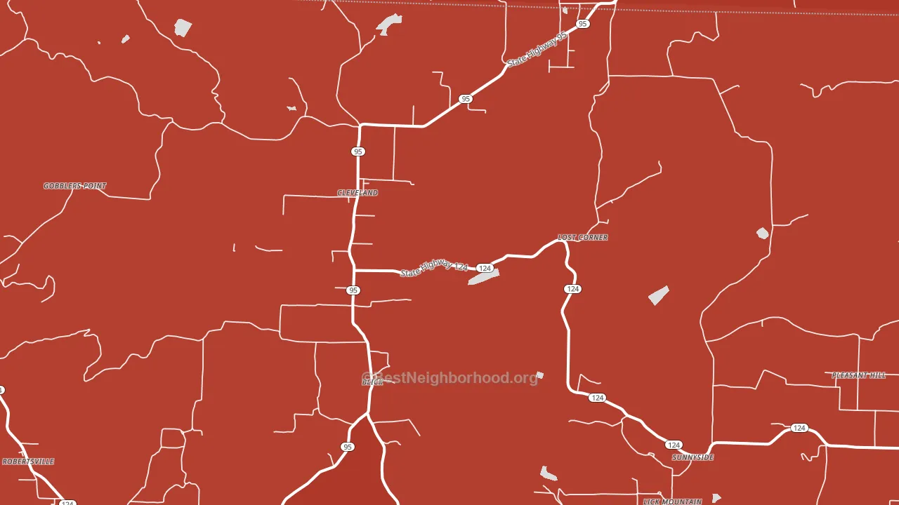 Cleveland, AR block-group political-lean map