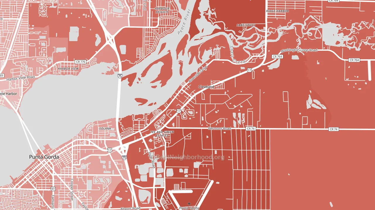 Cleveland, FL block-group political-lean map