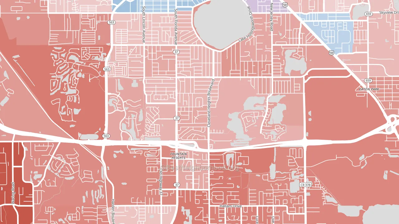Cleveland Heights, Lakeland, FL block-group political-lean map