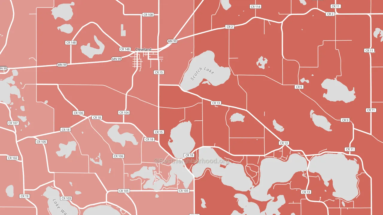 Cleveland, MN block-group political-lean map