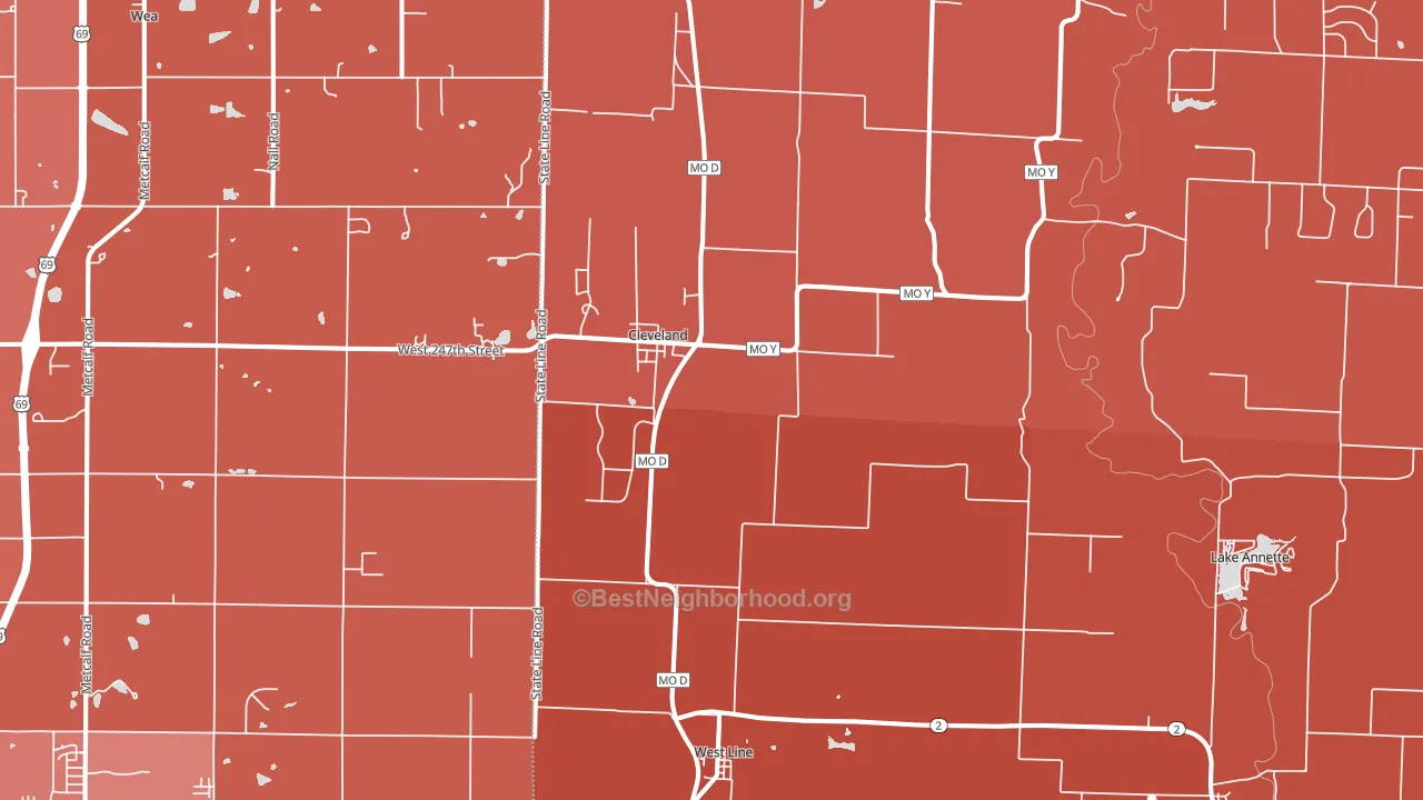 Cleveland, MO block-group political-lean map