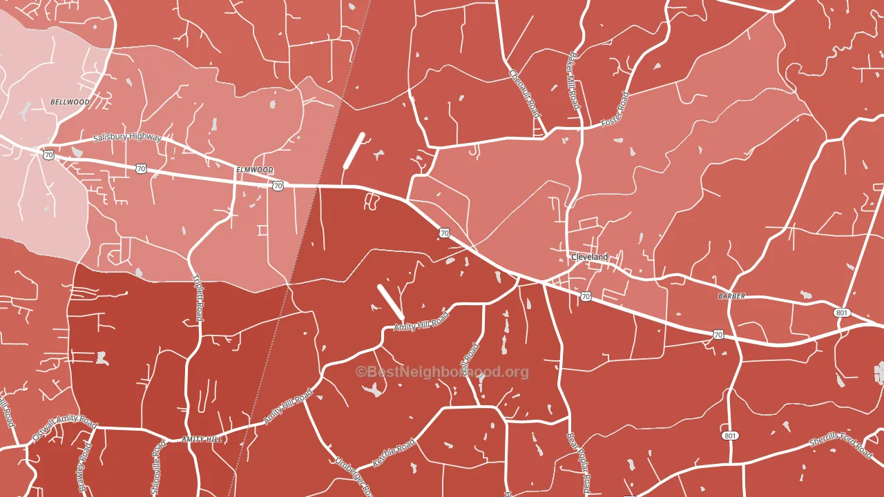 Cleveland, NC block-group political-lean map