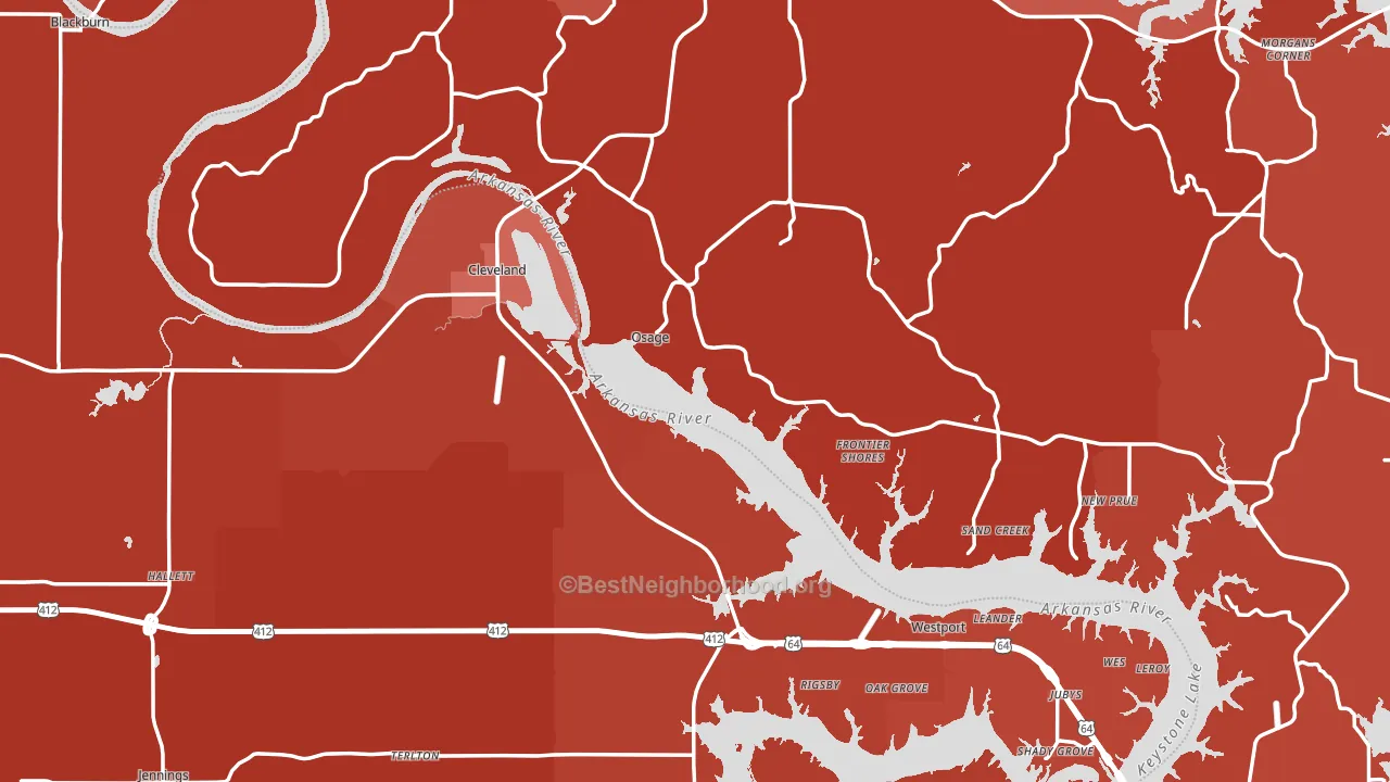 Cleveland, OK block-group political-lean map