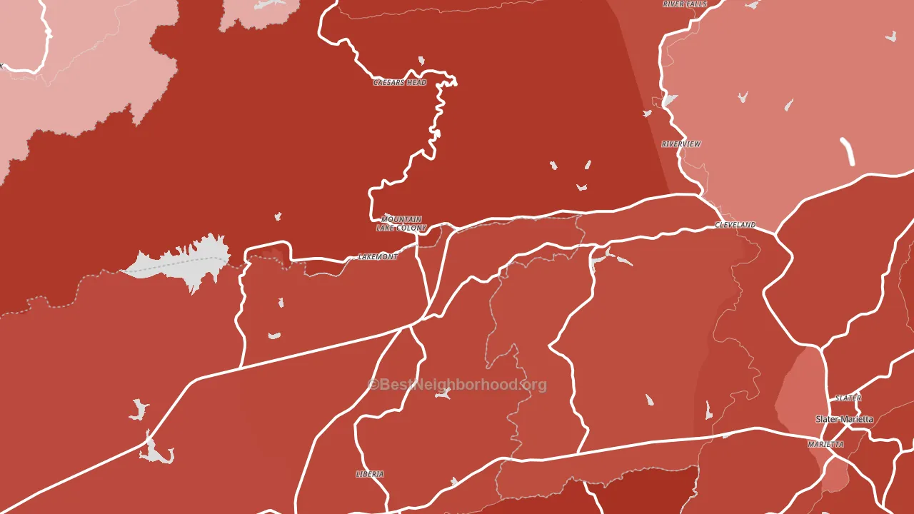 Cleveland, SC block-group political-lean map