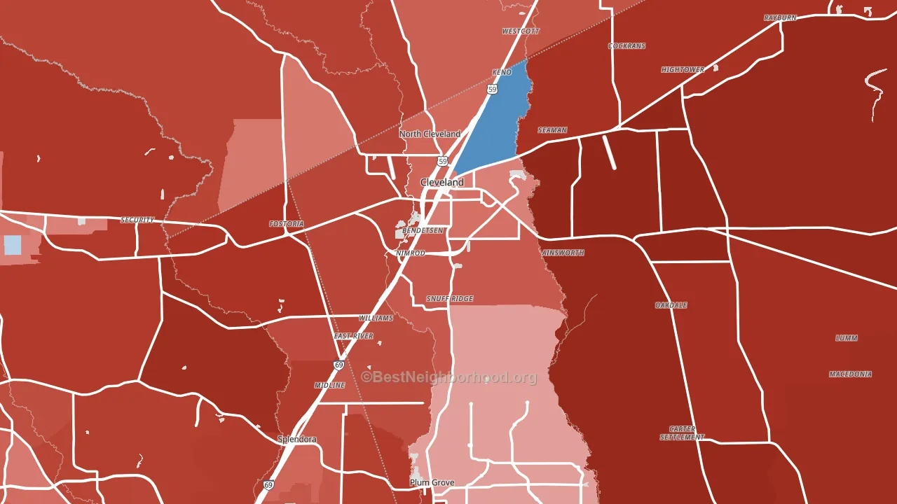 Cleveland, TX block-group political-lean map