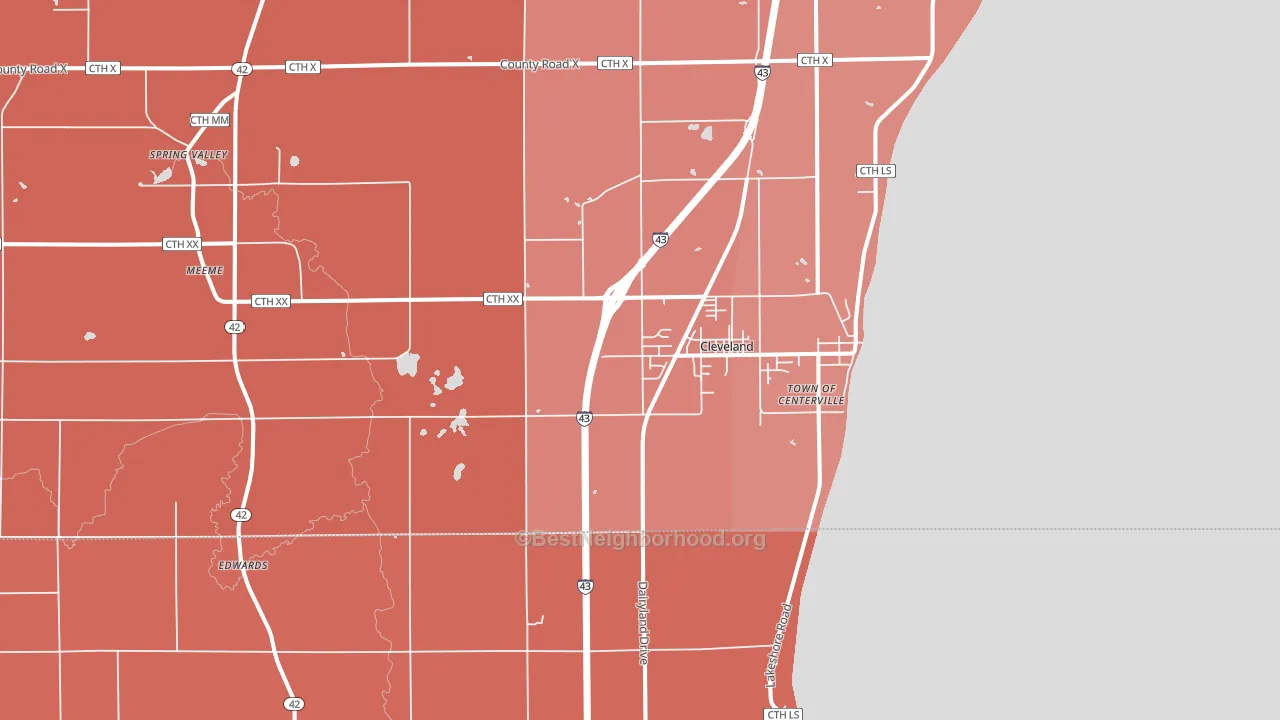 Cleveland, WI block-group political-lean map