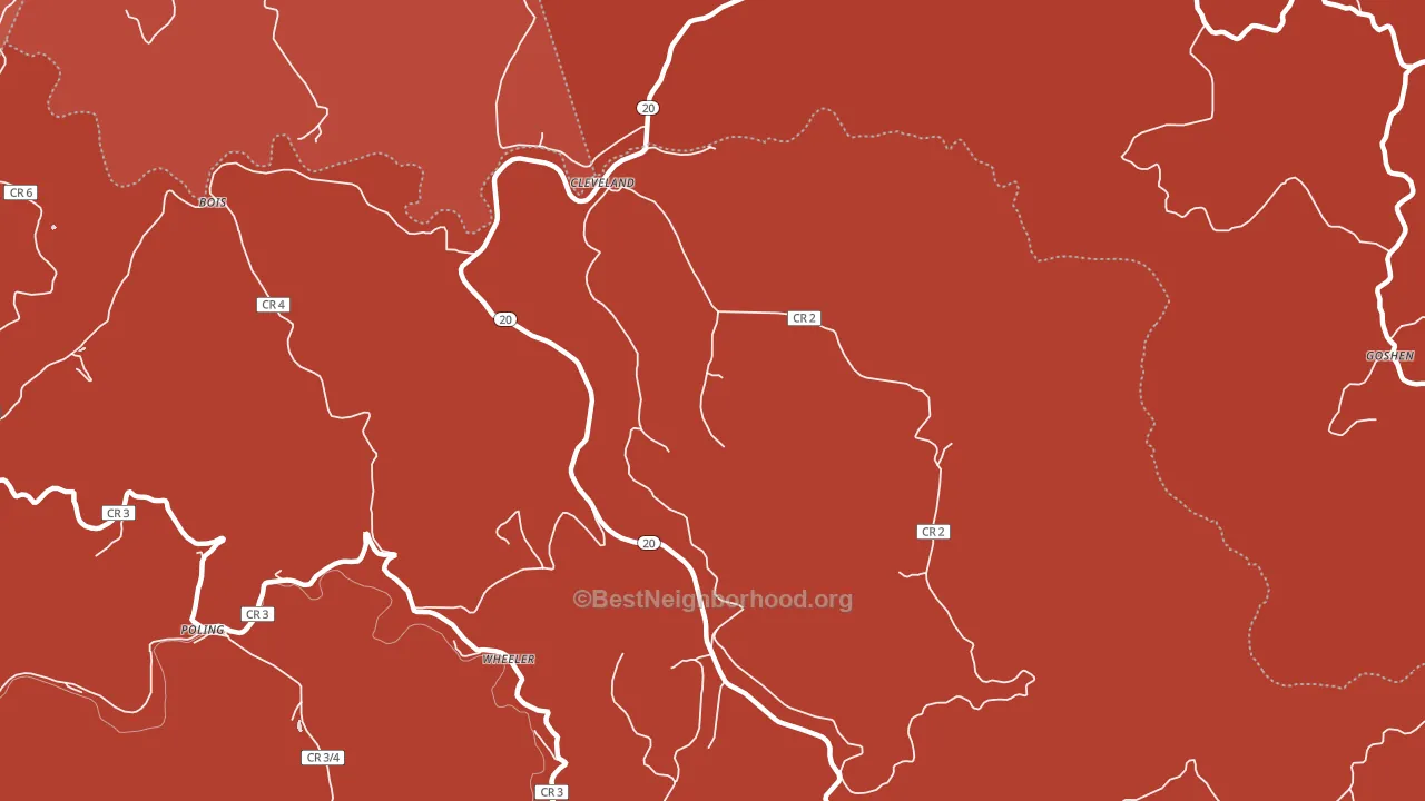 Cleveland, WV block-group political-lean map