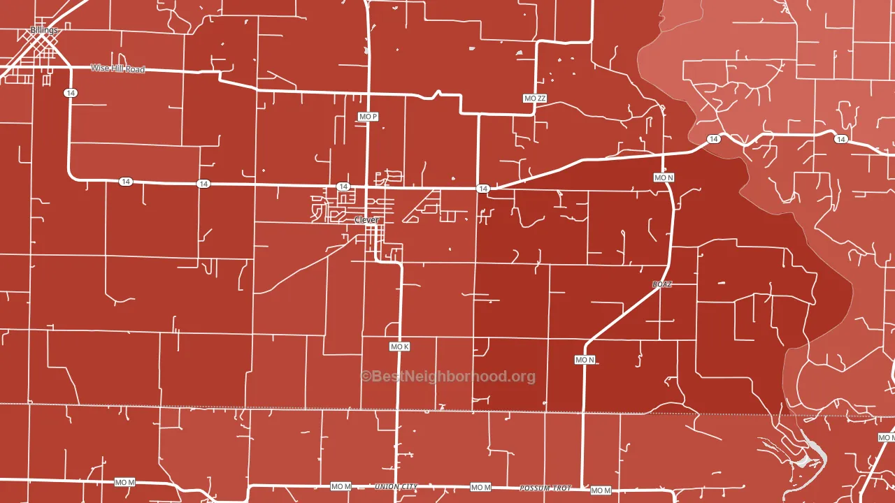 Clever, MO block-group political-lean map