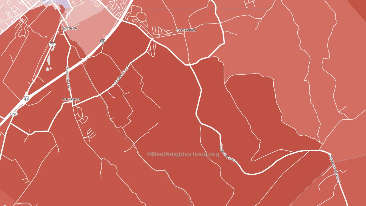 Cleversburg, PA block-group political-lean map