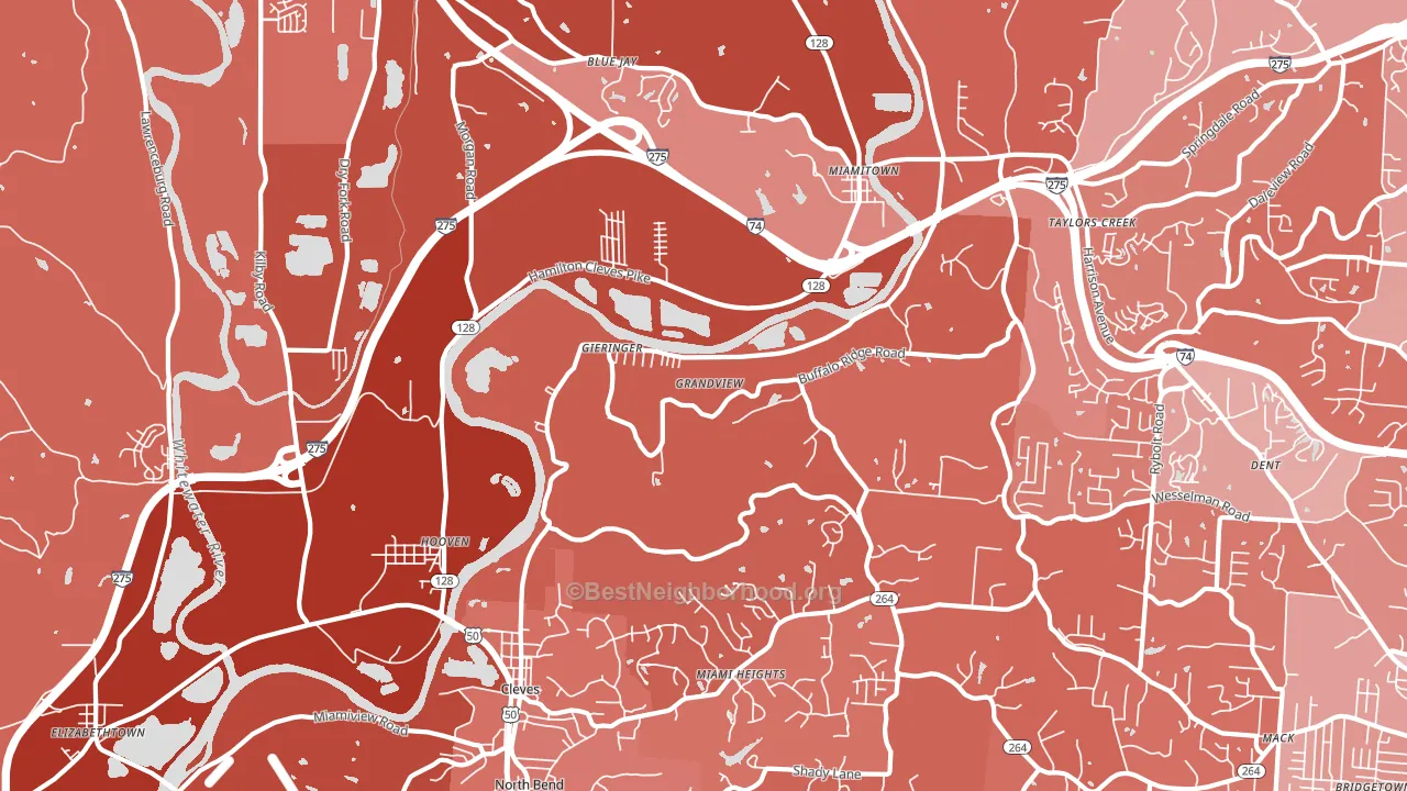 Cleves, OH block-group political-lean map