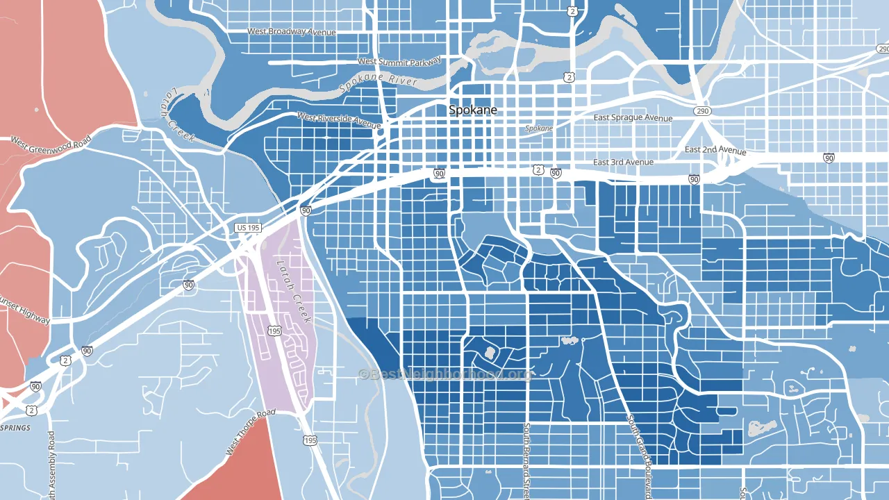 Cliffcannon, Spokane, WA block-group political-lean map