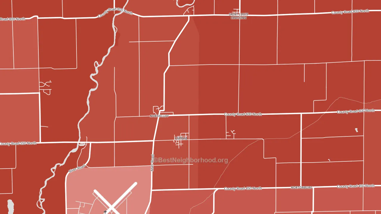 Clifford, IN block-group political-lean map