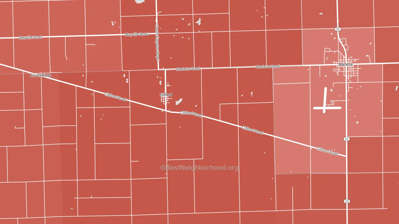 Clifford, MI block-group political-lean map