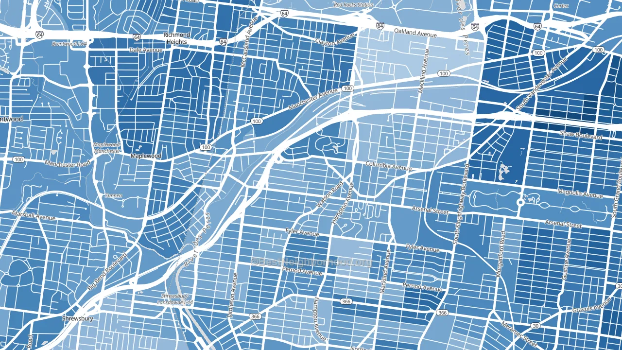 Clifton Heights, St. Louis, MO block-group political-lean map