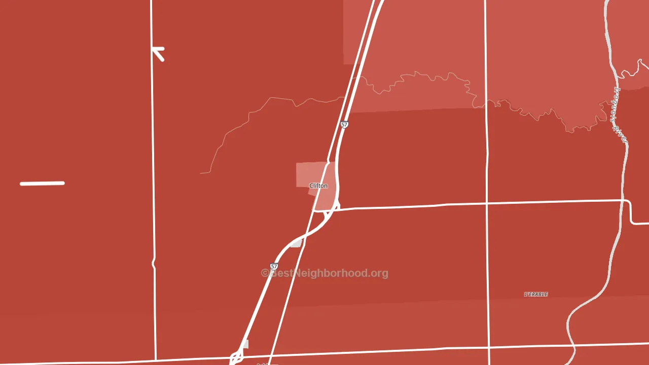 Clifton, IL block-group political-lean map