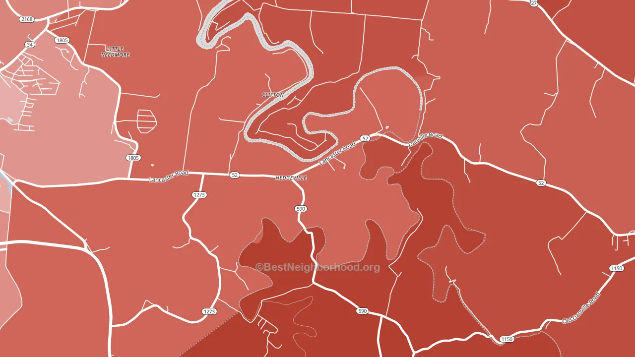 Clifton, KY block-group political-lean map
