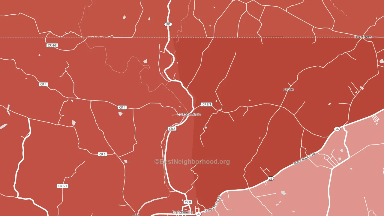 Clifton Mills, WV block-group political-lean map