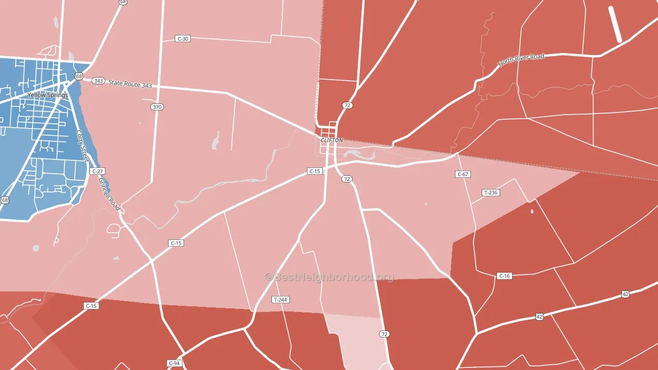 Clifton, OH block-group political-lean map