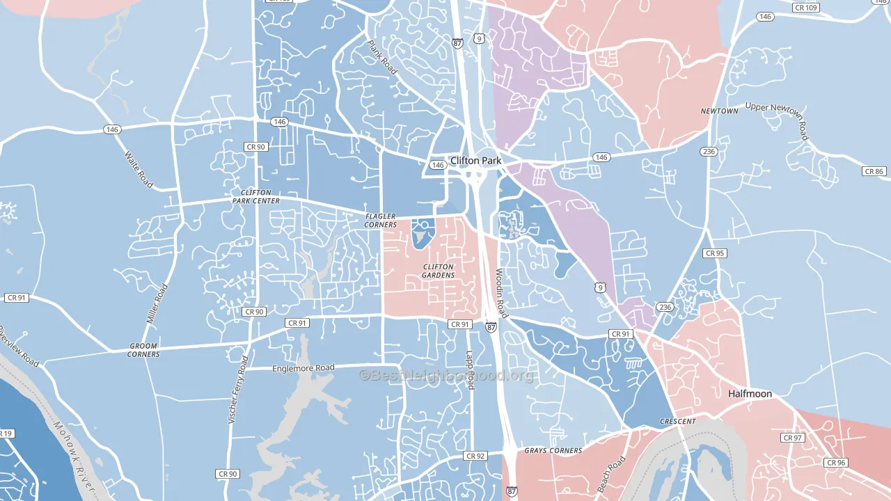 Clifton Park, NY block-group political-lean map